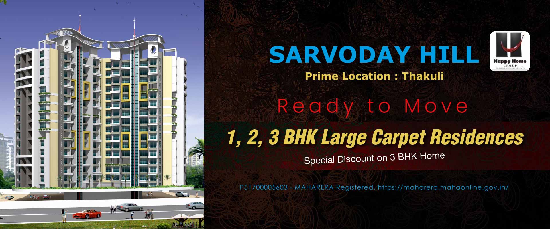 3 bhk flat in Sarvoday hill