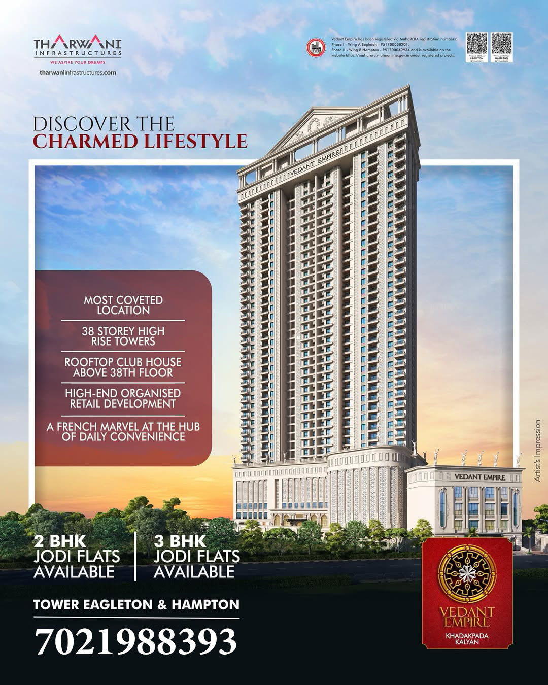 4BHK Jodi Flats in Thane – Tharwani Vedant Empire